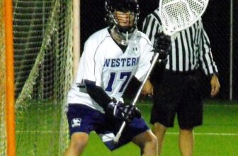 lacrosse field goalie in goal